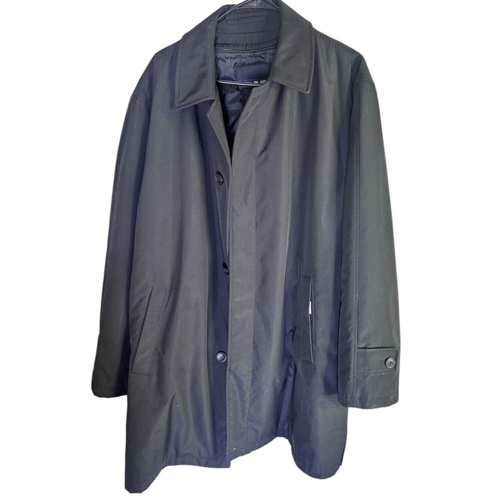 Bill Blass Men's 40 S Trench Coat Removable Lining Black Classic Business Coat
